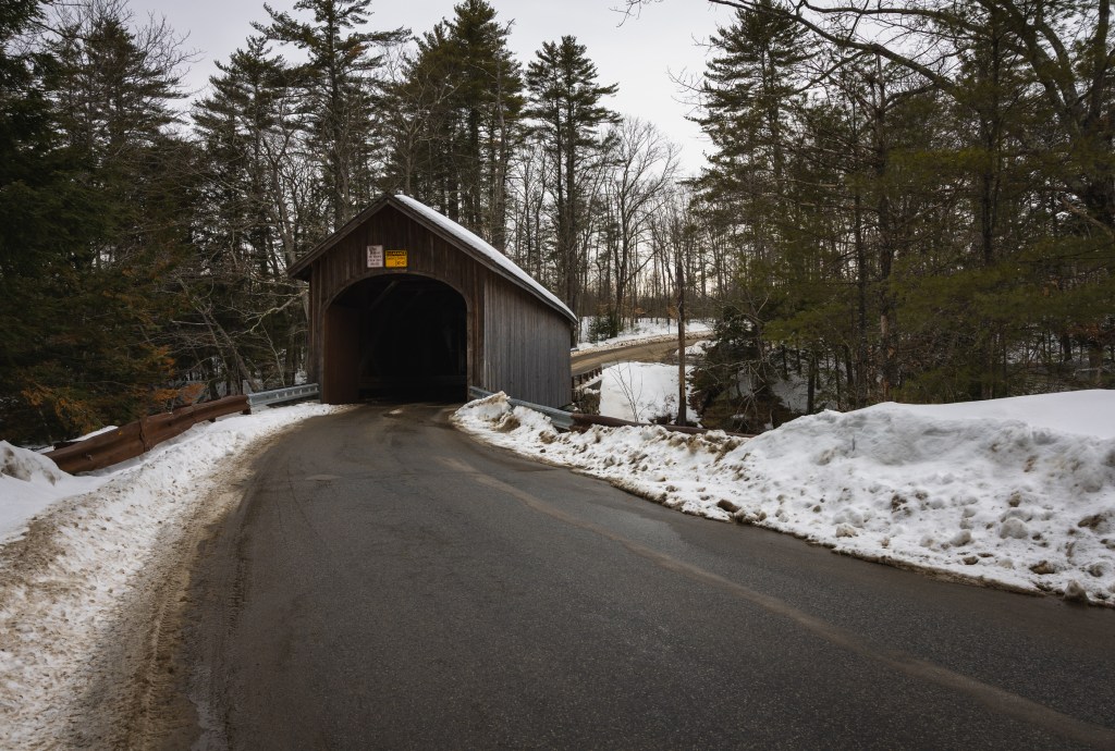 road leading to Babb's Covered Bridge Gorham Maine