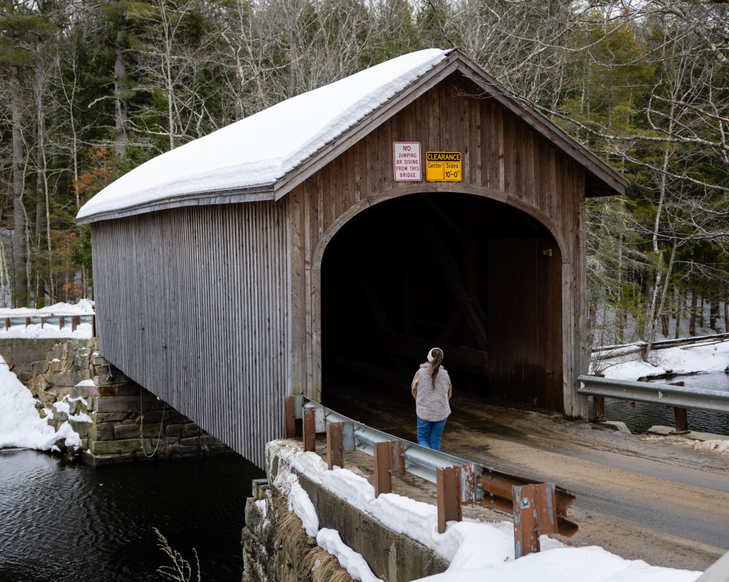 Babb's Covered Bridge Gorham Maine winter view