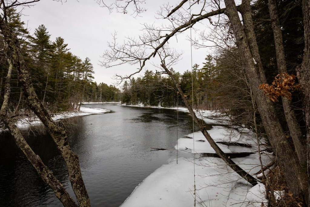 Babb's Covered Bridge Gorham Maine winter view
