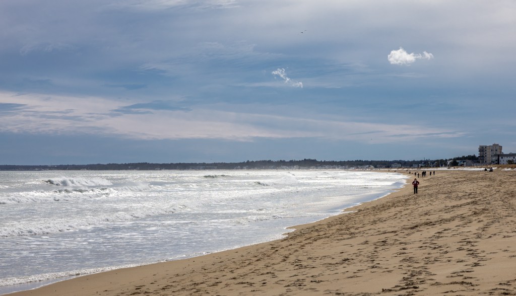 Waves rolling onto Old Orchard Beach shoreline