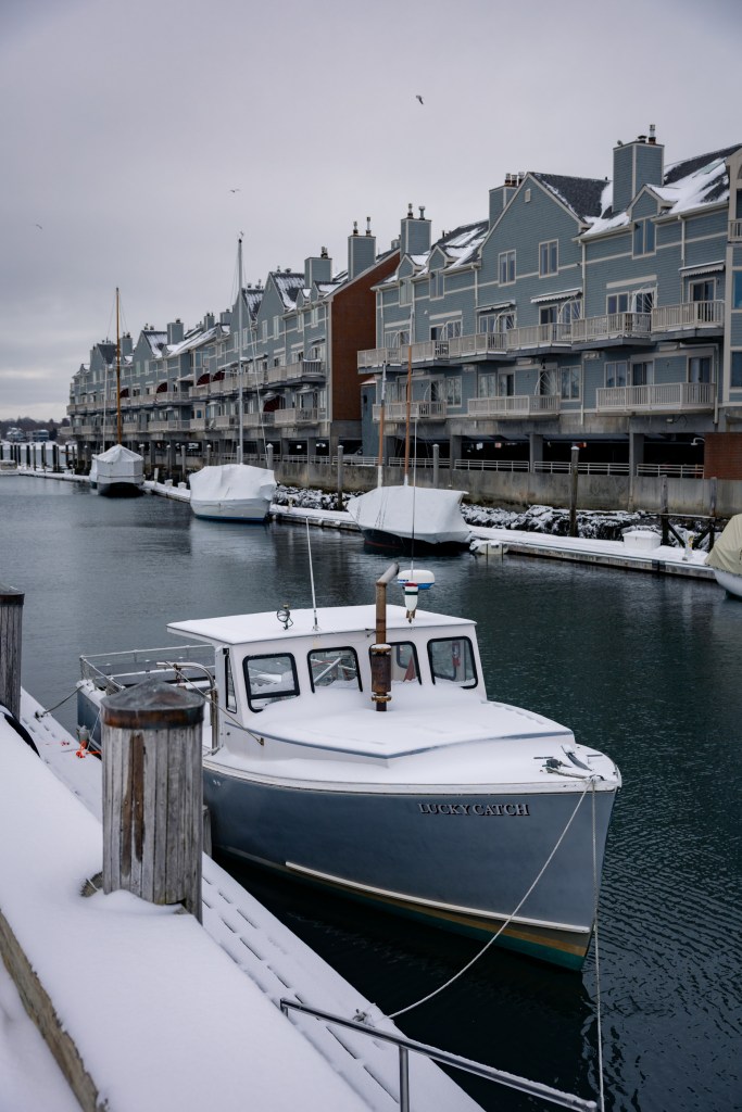 Portland Maine harbor waterfront view winter