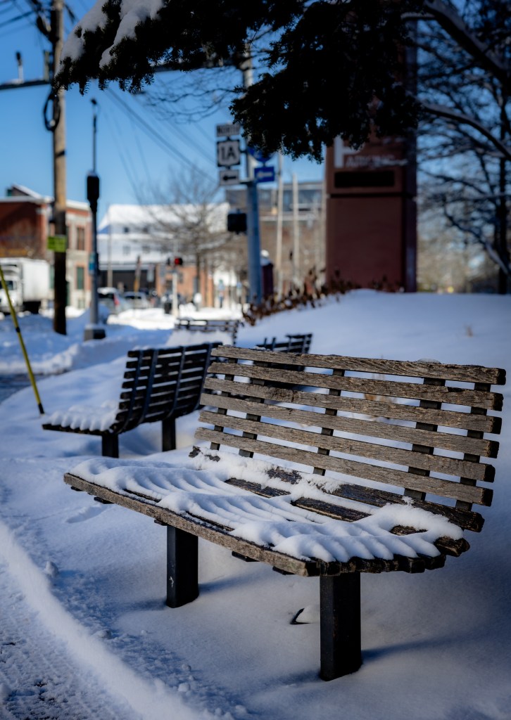 Portland Maine harbor waterfront view winter