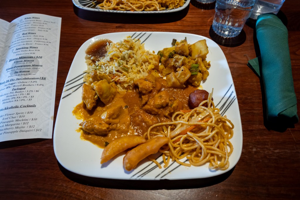 Indian food buffet plate Taj Indian Cuisine South Portland Maine