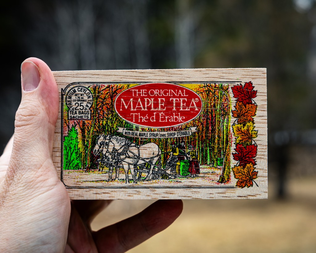 Box of maple tea sold at Merrifield Farm in Gorham Maine